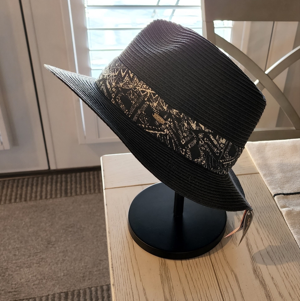 Scala Black Straw Fedora NWT